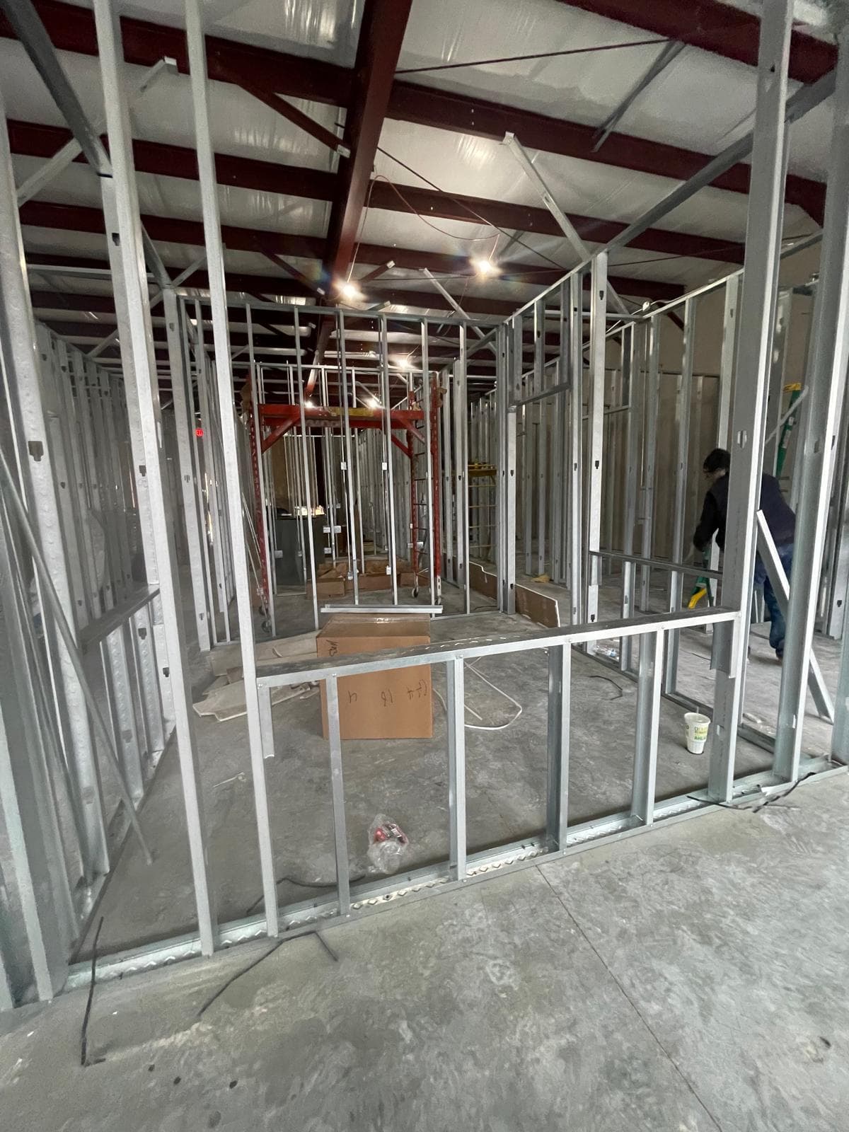 Interior metal stud framing